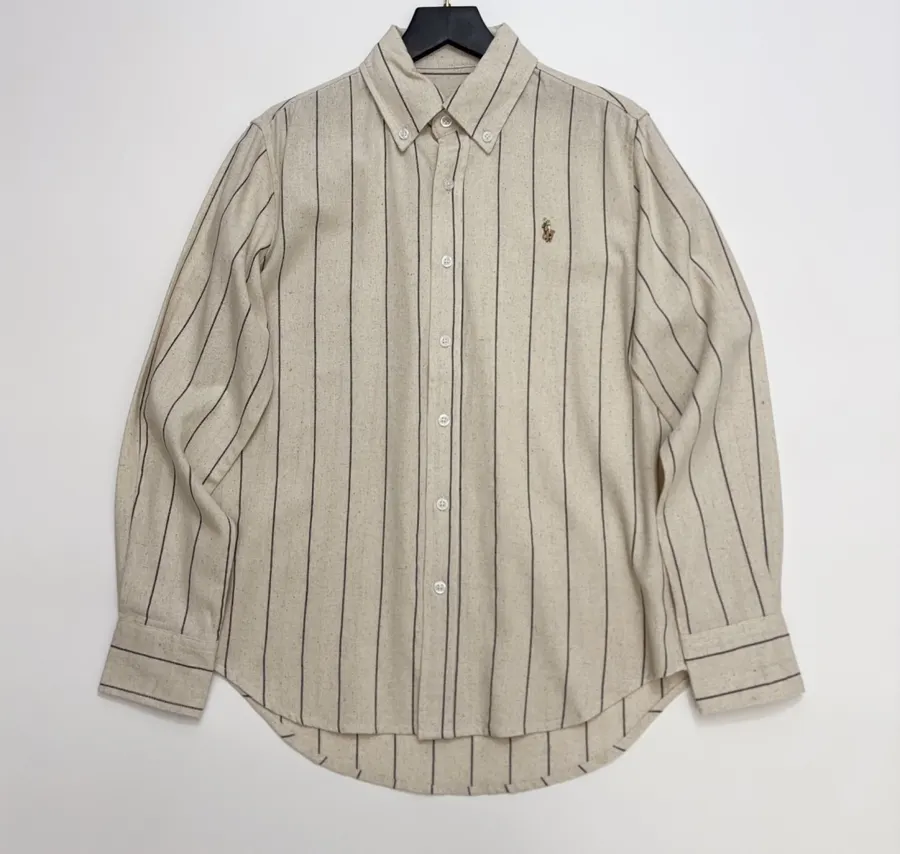 Polo Ralph Lauren Beige Pinstripe Relaxed Shirt in Beige, product view