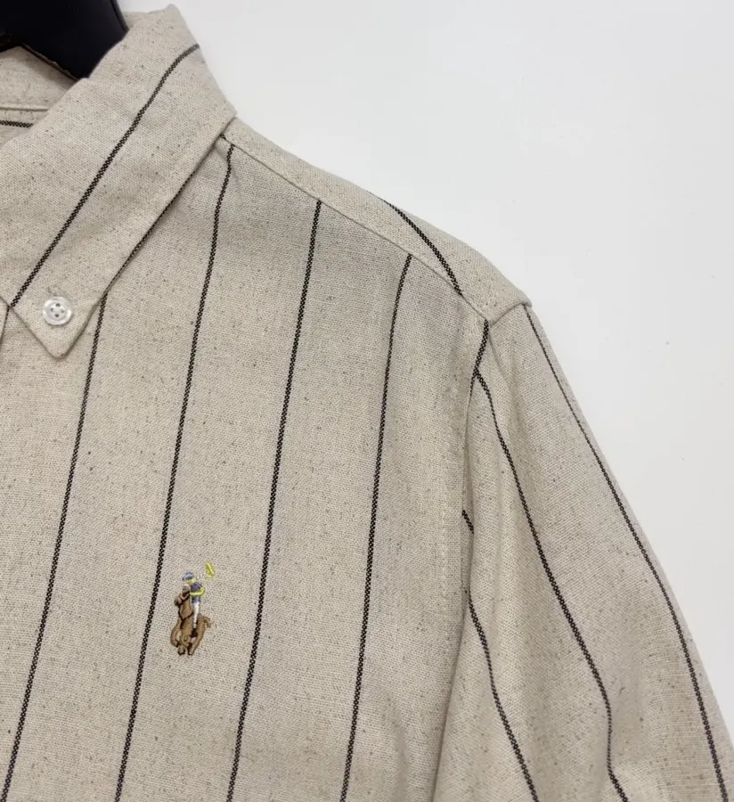 Polo Ralph Lauren 米色细条纹宽松衬衫，米色，商品图 3