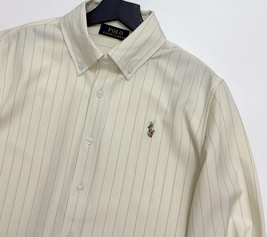 Polo Ralph Lauren 米白色细条纹宽松衬衫，象牙白，商品图 2