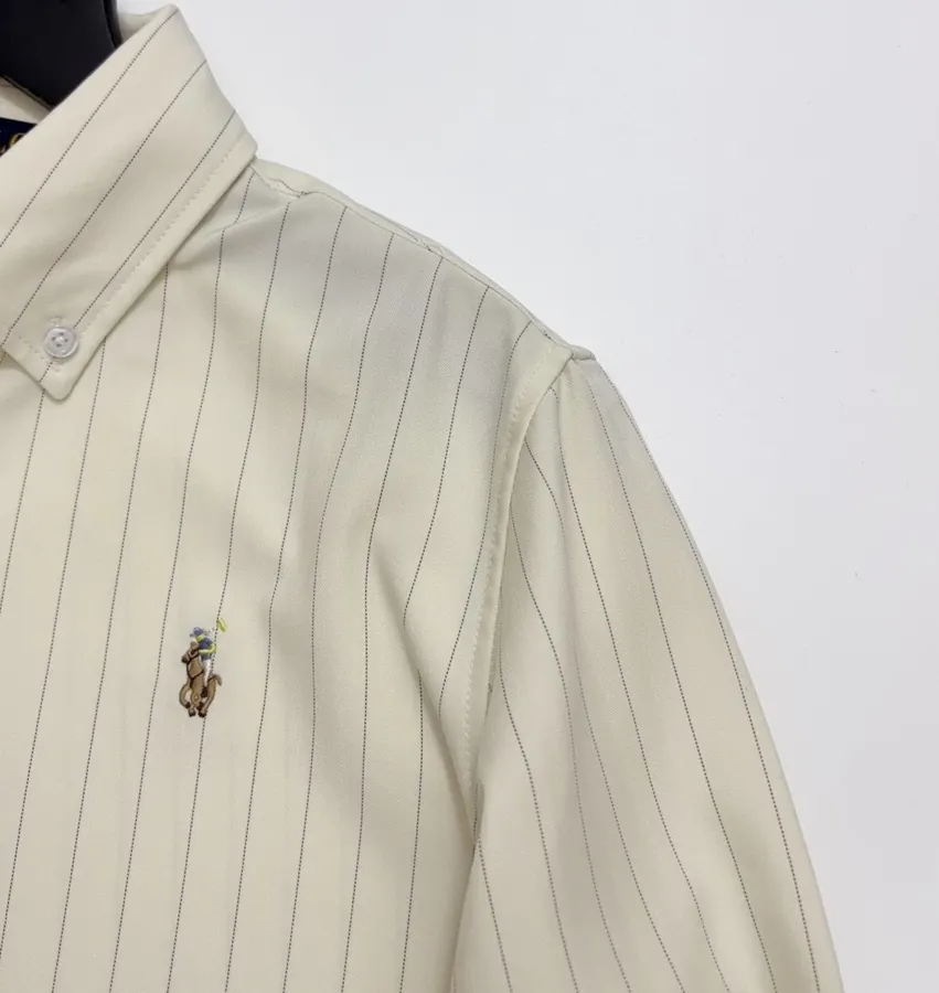 Polo Ralph Lauren 米白色细条纹宽松衬衫，象牙白，商品图 3