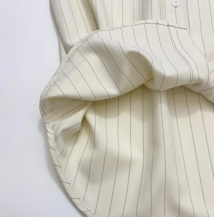 Polo Ralph Lauren 米白色细条纹宽松衬衫，象牙白，商品图 10