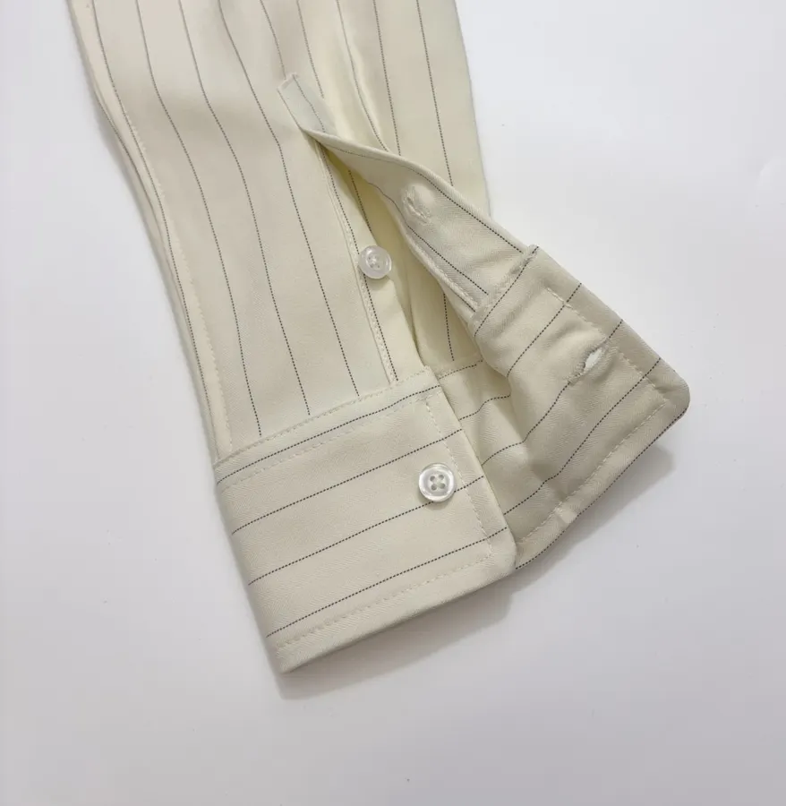 Polo Ralph Lauren 米白色细条纹宽松衬衫，象牙白，商品图 15
