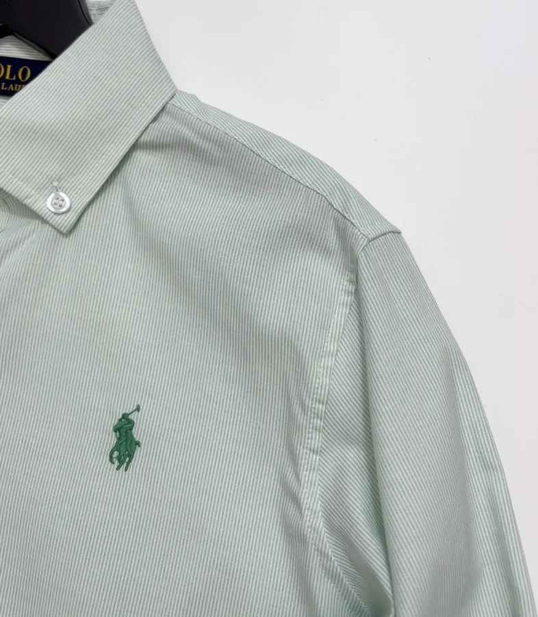 Polo Ralph Lauren Mint Pinstripe Relaxed Shirt in Mint, product view 03