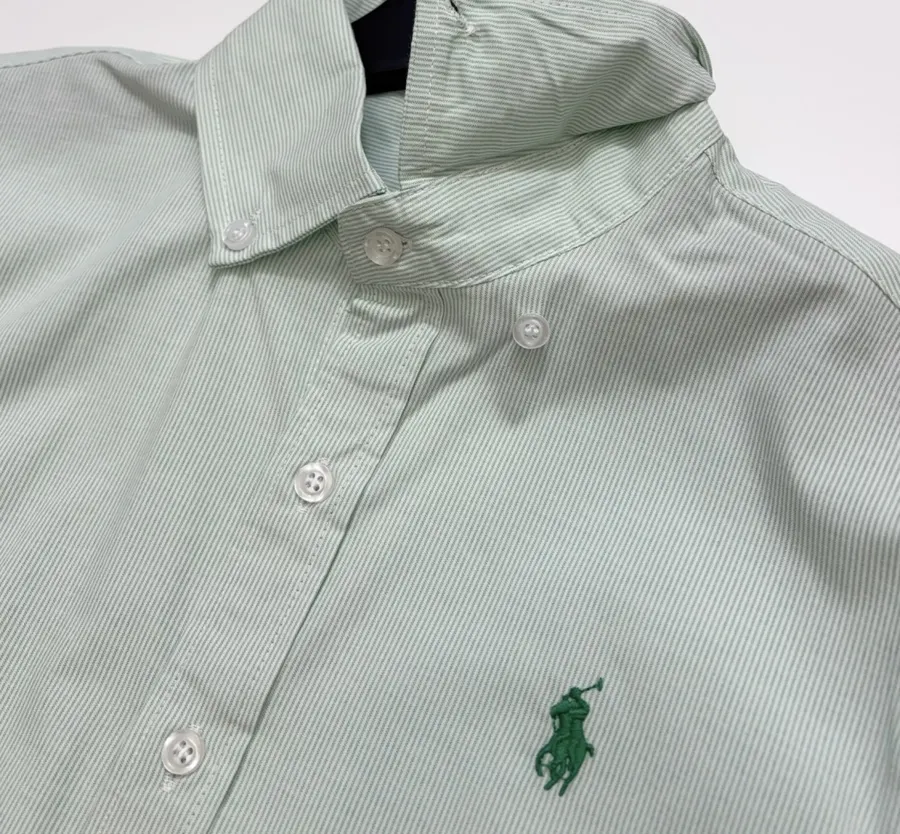 Polo Ralph Lauren Mint Pinstripe Relaxed Shirt in Mint, product view 04