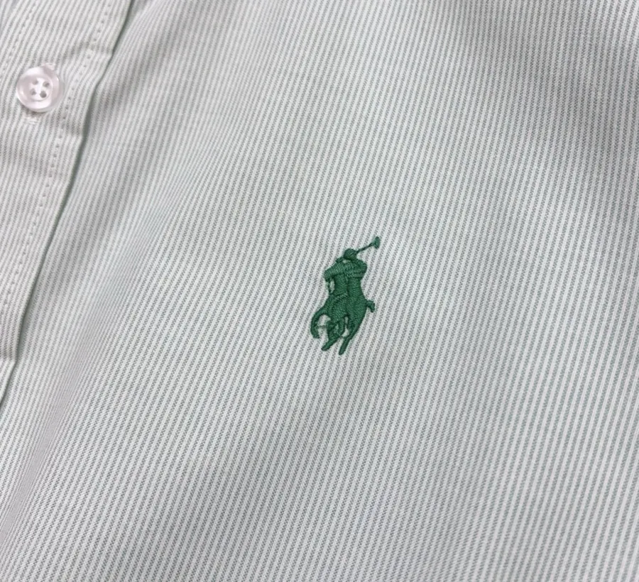 Polo Ralph Lauren Mint Pinstripe Relaxed Shirt in Mint, product view 05