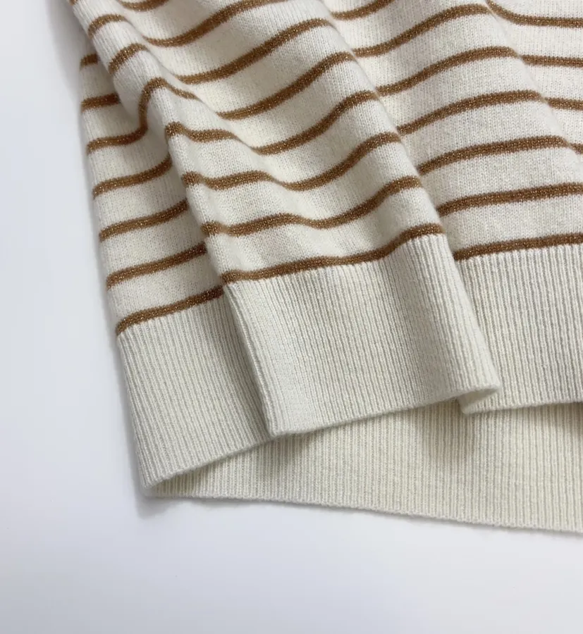 Star-pattern striped round-neck long-sleeve knit top in As Shown, product view 11