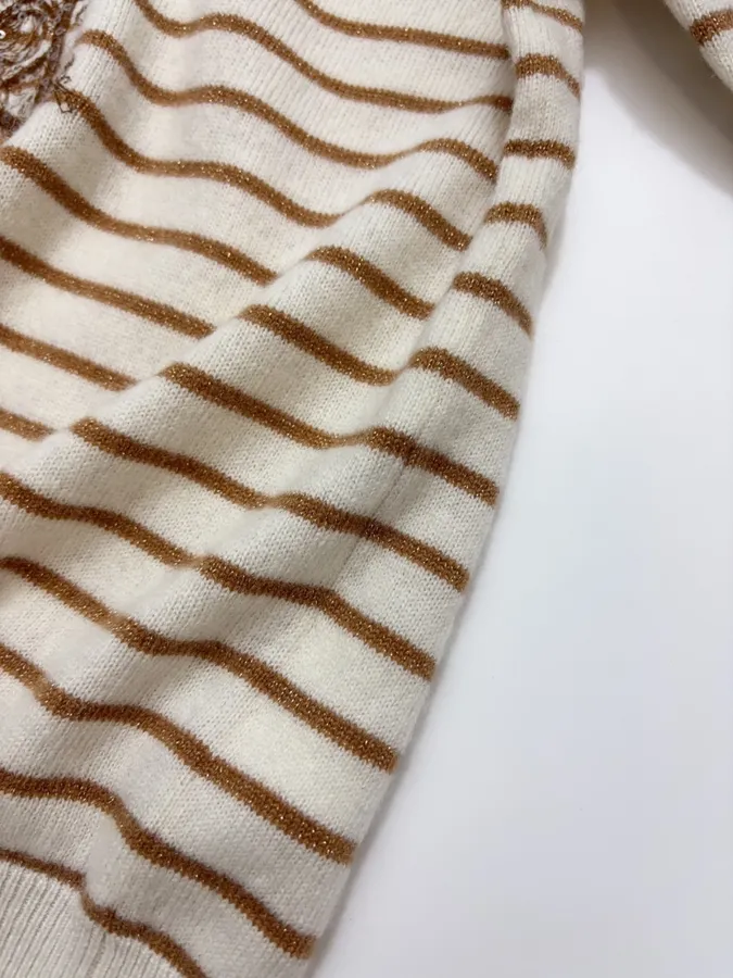 Star-pattern striped round-neck long-sleeve knit top in As Shown, product view 14