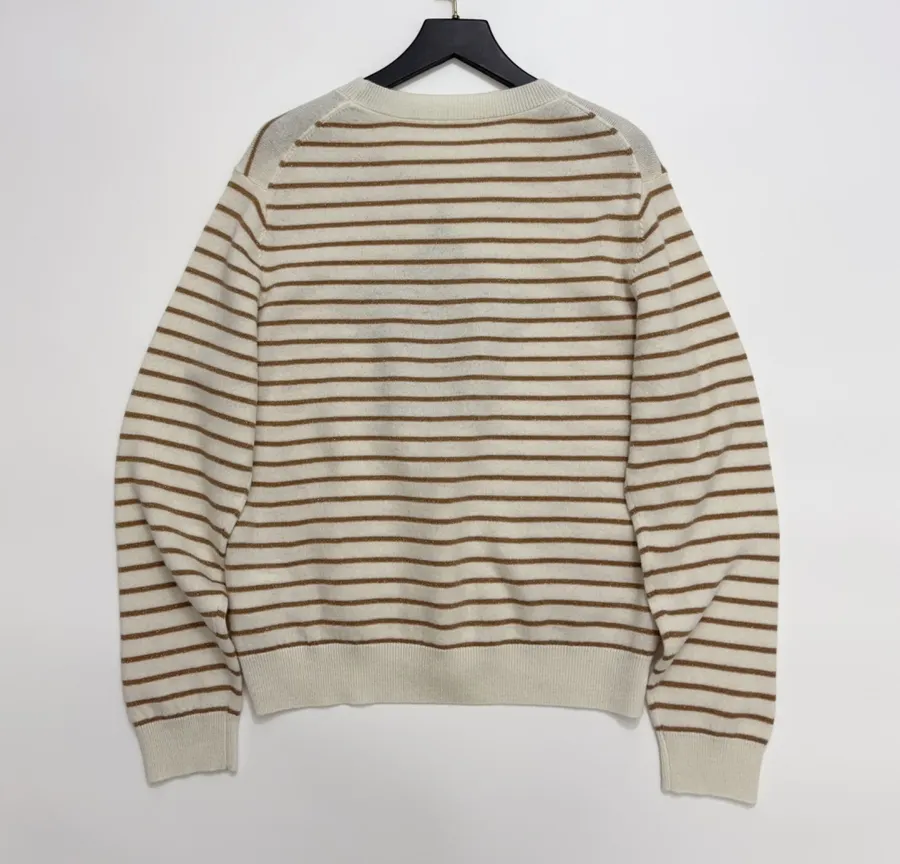 Star-pattern striped round-neck long-sleeve knit top in As Shown, product view 15