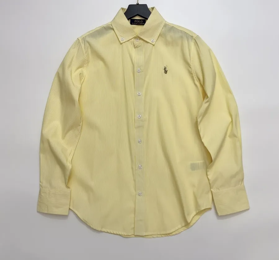 Polo Ralph Lauren Yellow Pinstripe Relaxed Shirt in Yellow, product view