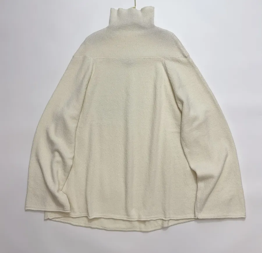 RUOHAN Ivory High-Neck Relaxed Long-Sleeve Top in Ivory, product view 03