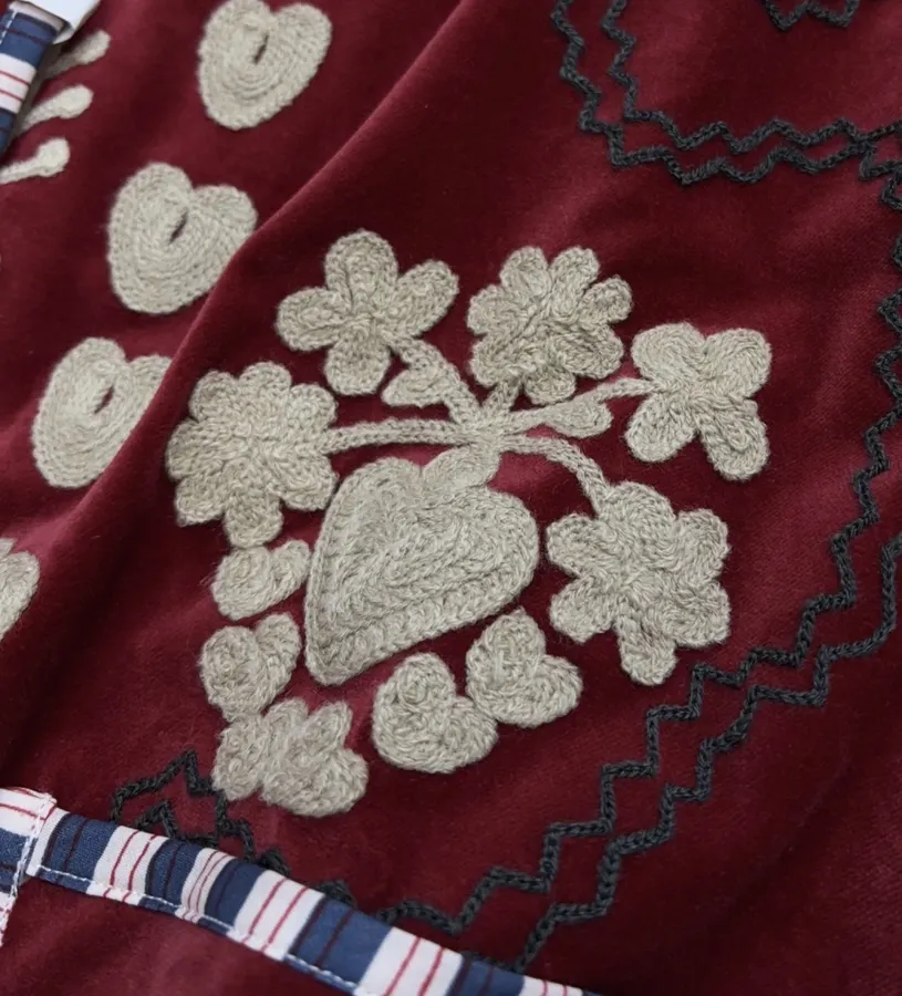 Velvet appliqué 3D-embroidered structured blazer with striped lining in As Shown, product view 11