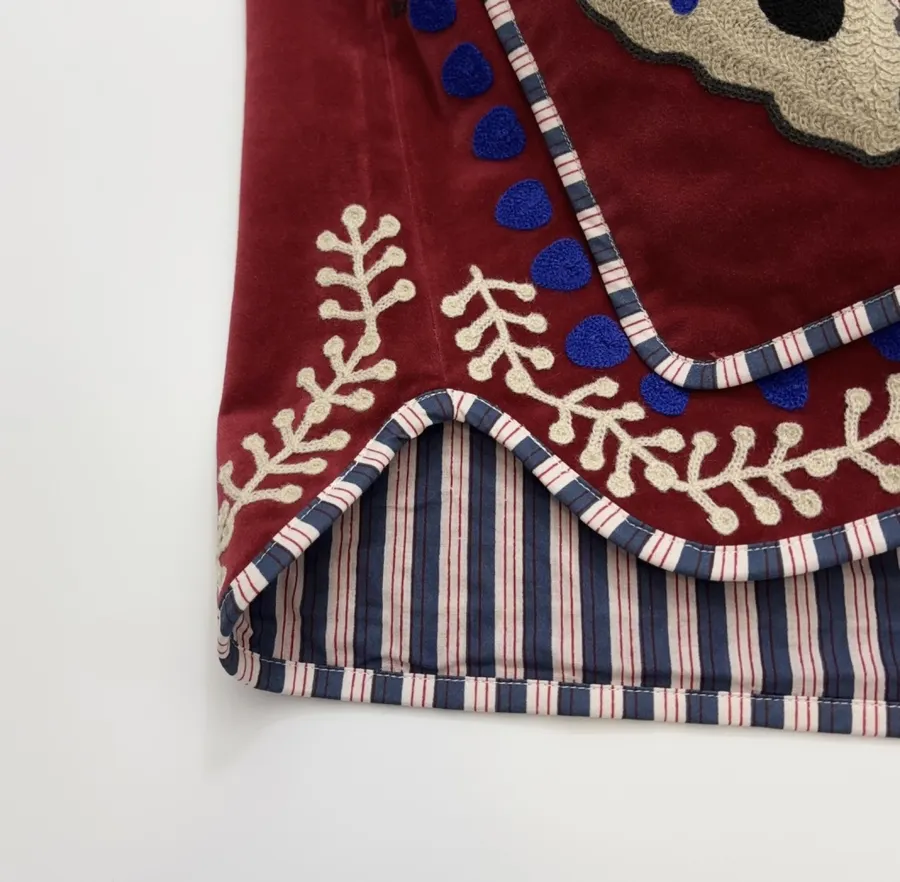 Velvet appliqué 3D-embroidered structured blazer with striped lining in As Shown, product view 15