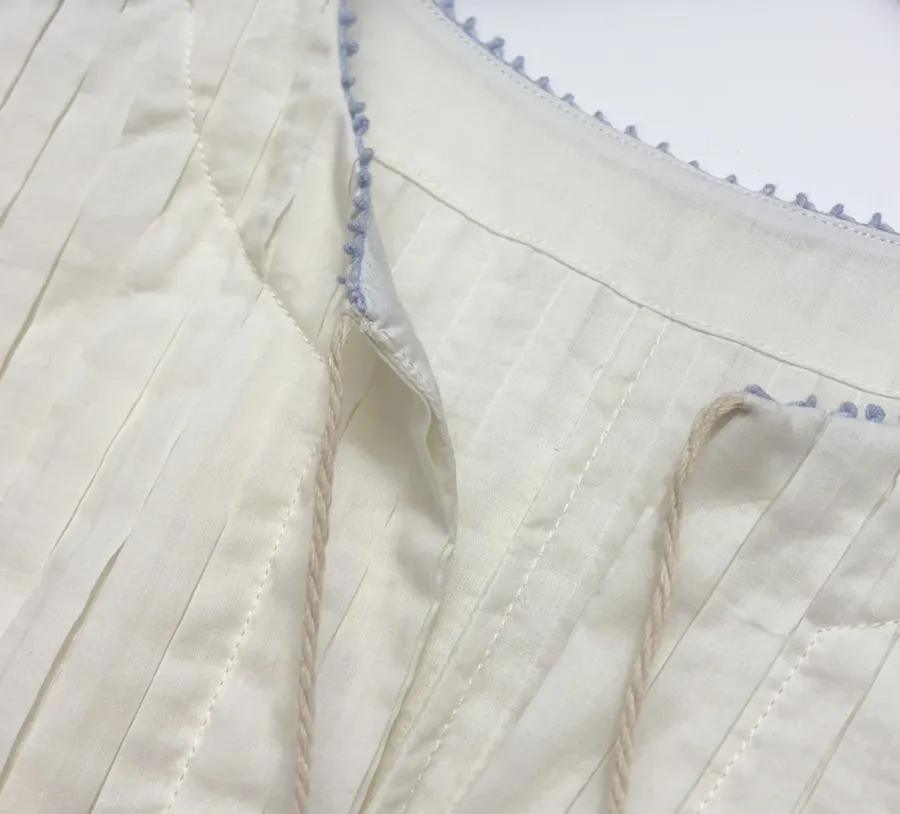 复古 压褶手工钉珠彩色立体花朵 宽松拼色衬衫连衣裙，As Shown，商品图 4