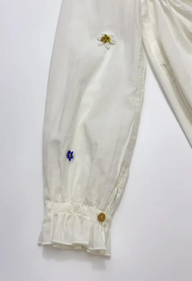 复古 压褶手工钉珠彩色立体花朵 宽松拼色衬衫连衣裙，As Shown，商品图 16