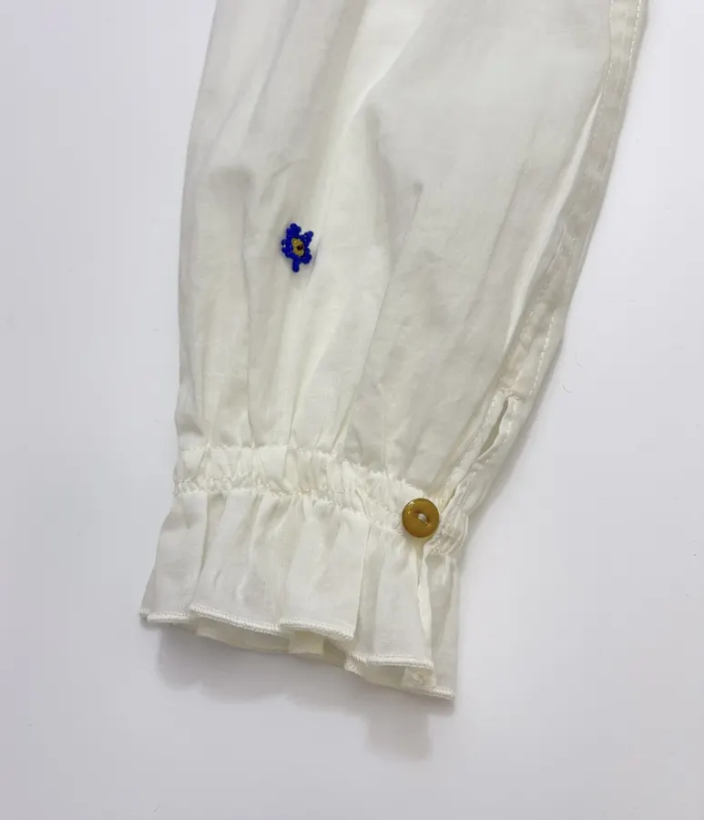 复古 压褶手工钉珠彩色立体花朵 宽松拼色衬衫连衣裙，As Shown，商品图 17