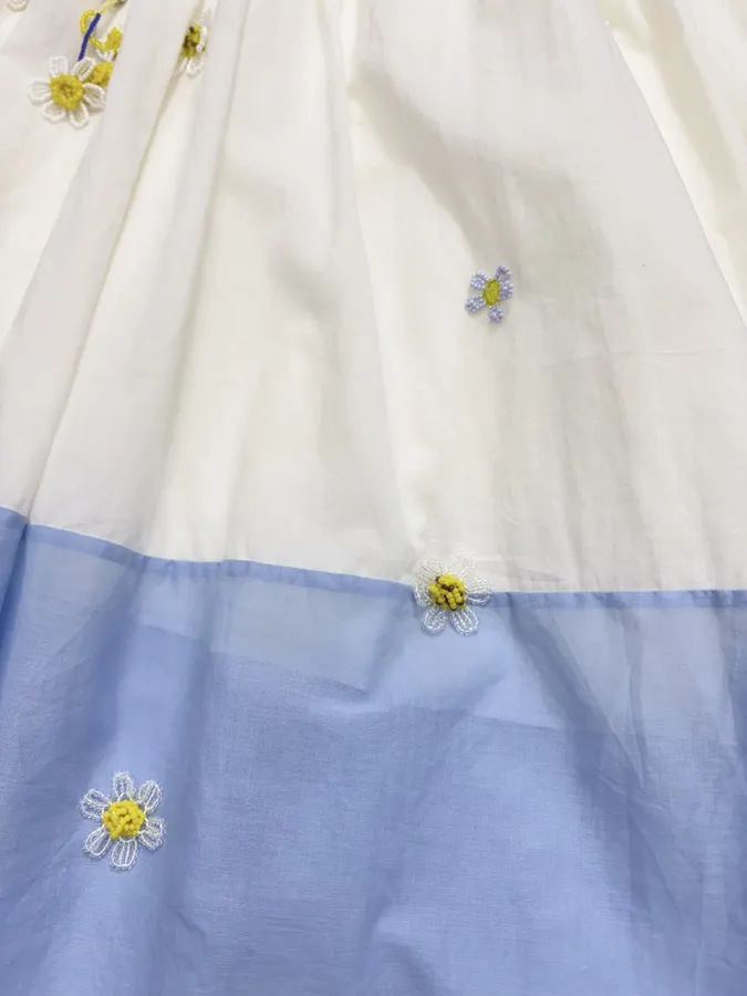 复古 压褶手工钉珠彩色立体花朵 宽松拼色衬衫连衣裙，As Shown，商品图 22