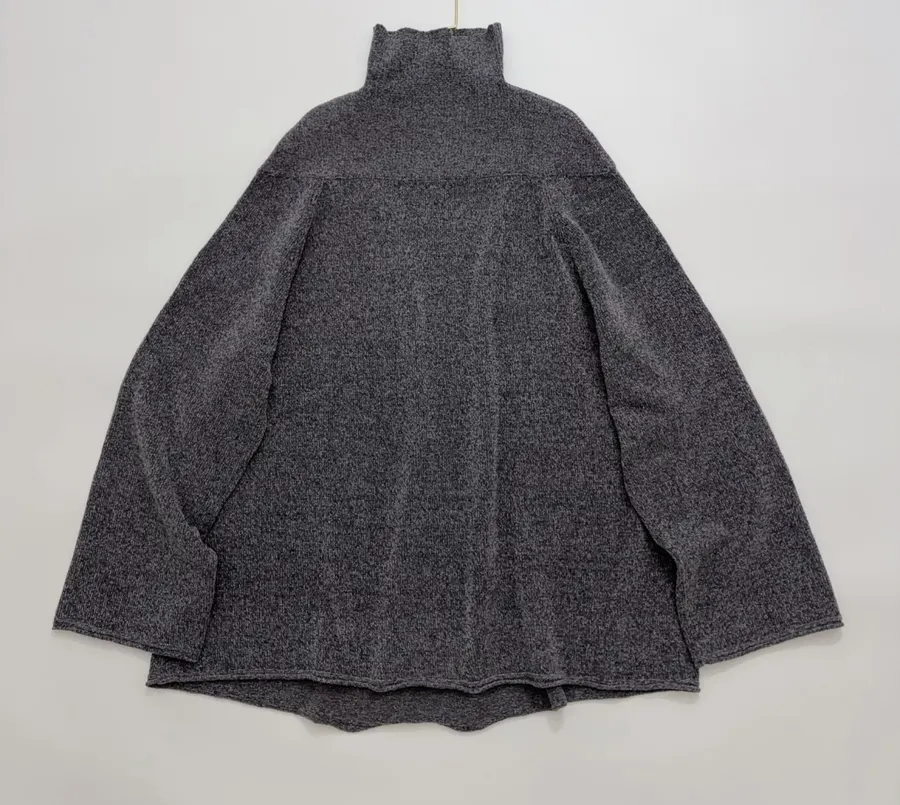 RUOHAN Charcoal High-Neck Relaxed Long-Sleeve Top in Charcoal, product view 01