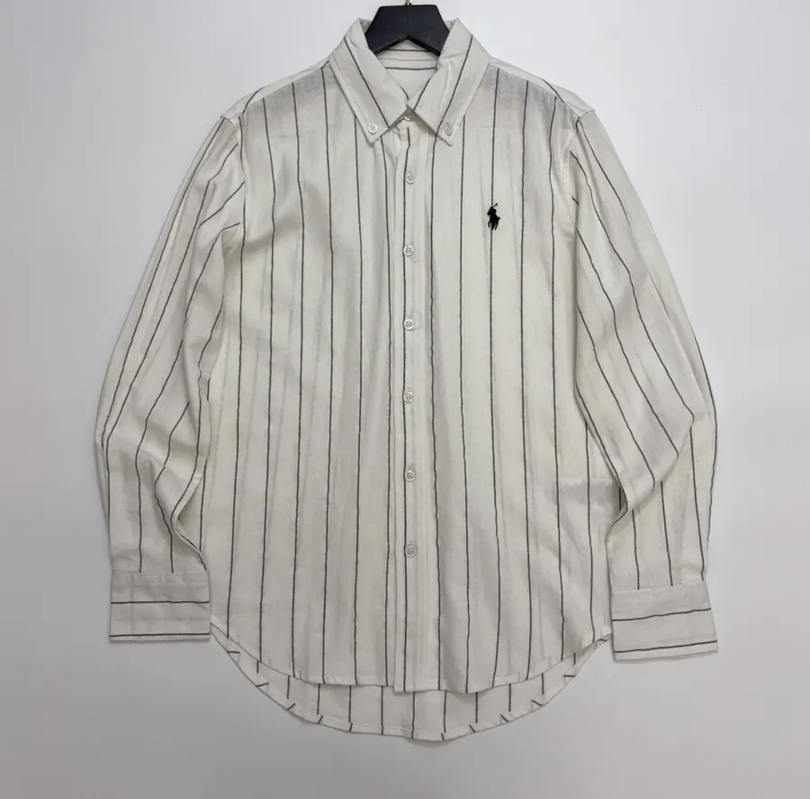 Polo Ralph Lauren Grey Pinstripe Relaxed Shirt in Grey, product view