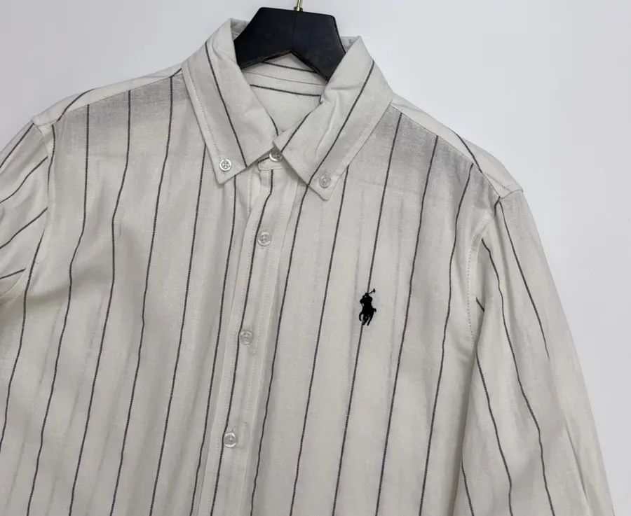 Polo Ralph Lauren Grey Pinstripe Relaxed Shirt in Grey, product view 02