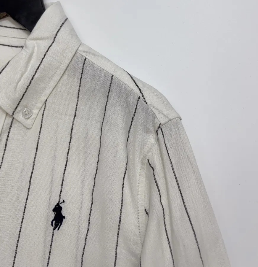 Polo Ralph Lauren Grey Pinstripe Relaxed Shirt in Grey, product view 03