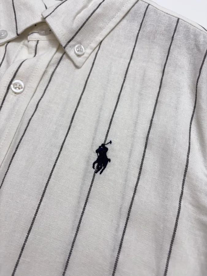 Polo Ralph Lauren Grey Pinstripe Relaxed Shirt in Grey, product view 04