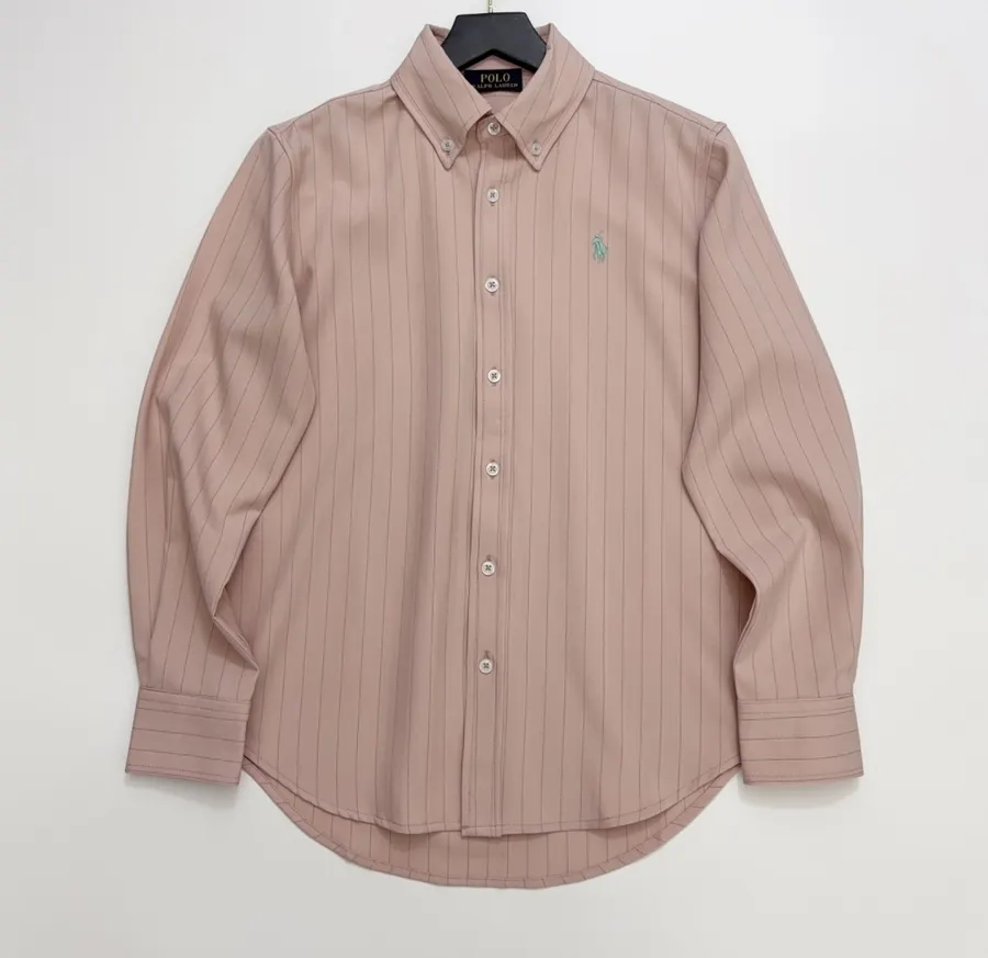 Polo Ralph Lauren Dusty Pink Pinstripe Relaxed Shirt in Dusty Pink, product view