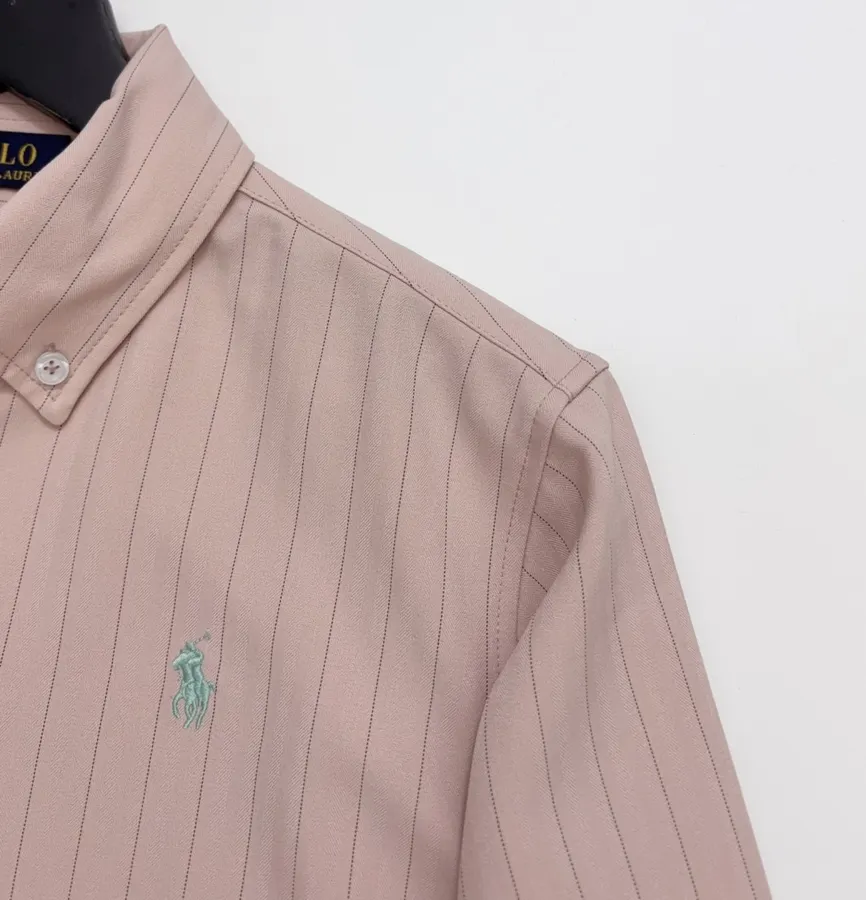 Polo Ralph Lauren 烟粉色细条纹宽松衬衫，Dusty 粉色，商品图 3