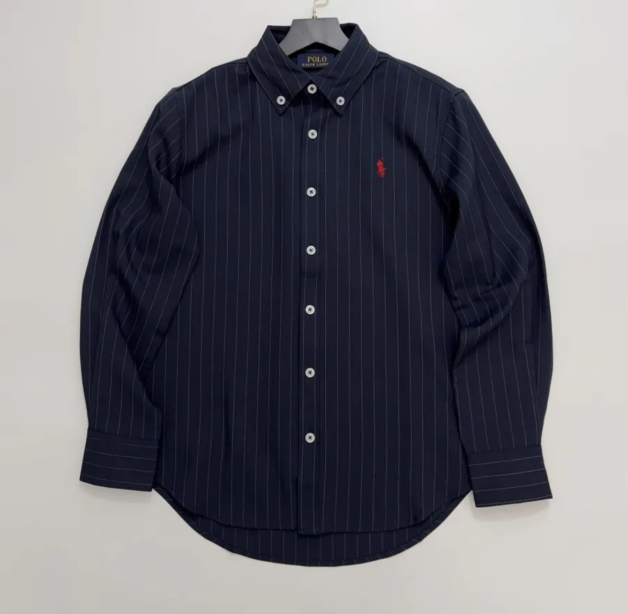 Polo Ralph Lauren Navy Pinstripe Relaxed Shirt in Navy, product view