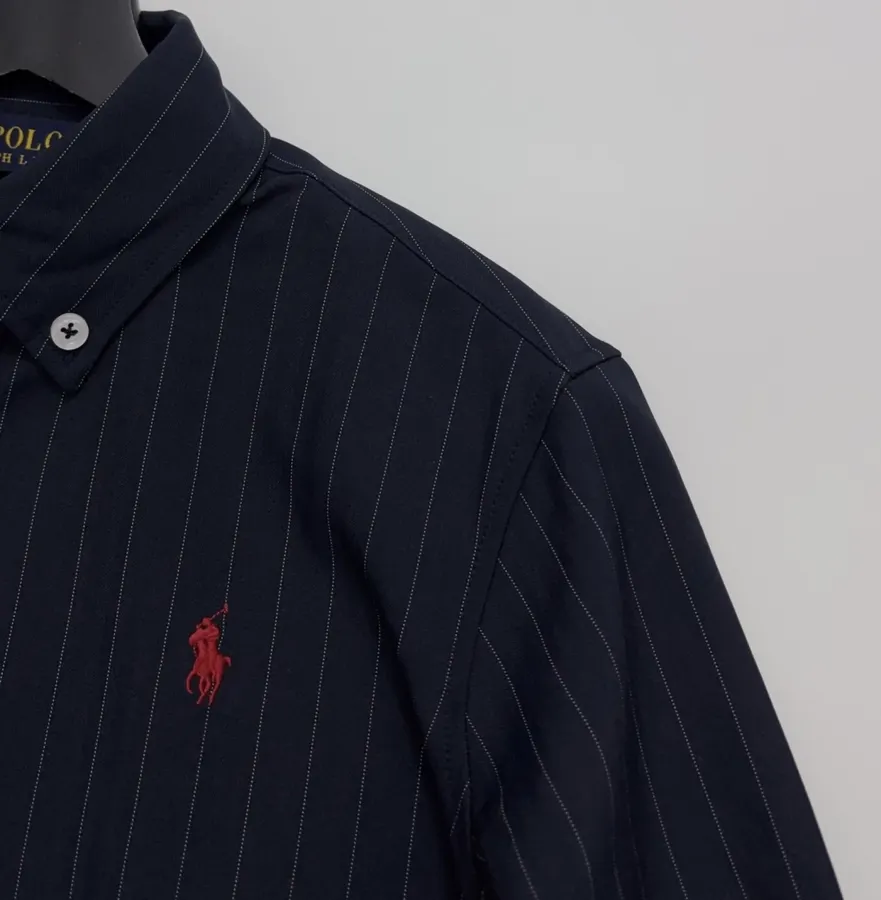Polo Ralph Lauren Navy Pinstripe Relaxed Shirt in Navy, product view 03