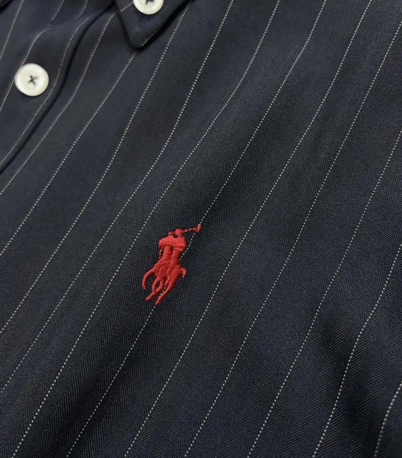 Polo Ralph Lauren Navy Pinstripe Relaxed Shirt in Navy, product view 04