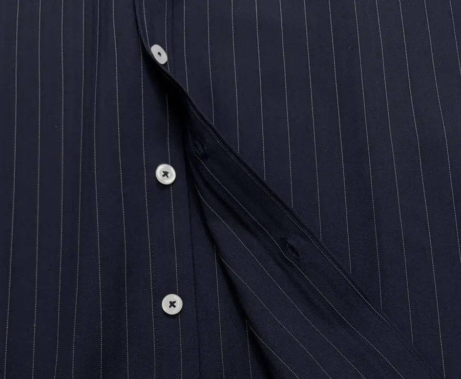 Polo Ralph Lauren Navy Pinstripe Relaxed Shirt in Navy, product view 10