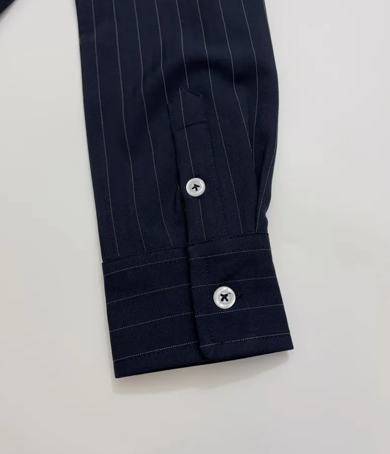 Polo Ralph Lauren Navy Pinstripe Relaxed Shirt in Navy, product view 13