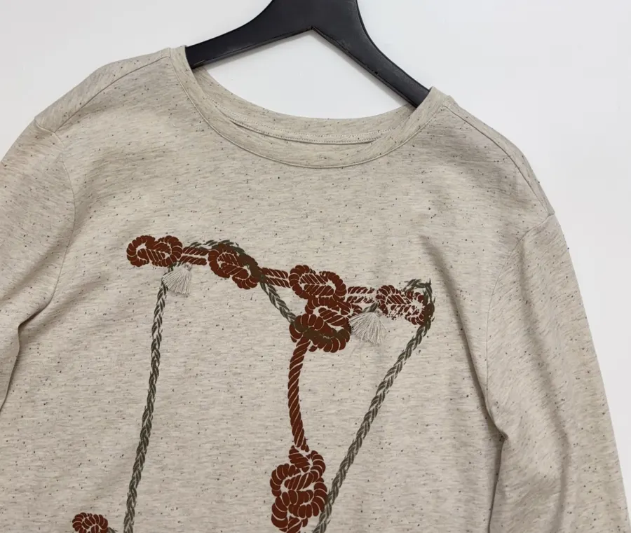 Tencel wool-cotton blend retro polka-dot textured knotted-print long-sleeve T-shirt in As Shown, product view 02