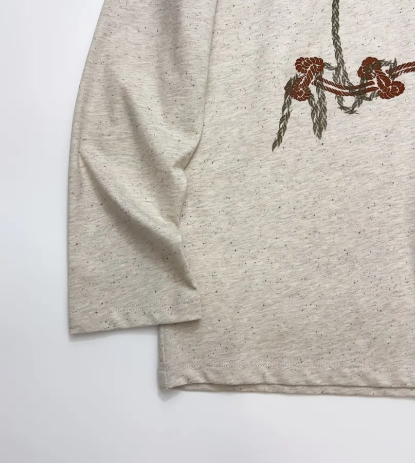 Tencel wool-cotton blend retro polka-dot textured knotted-print long-sleeve T-shirt in As Shown, product view 10