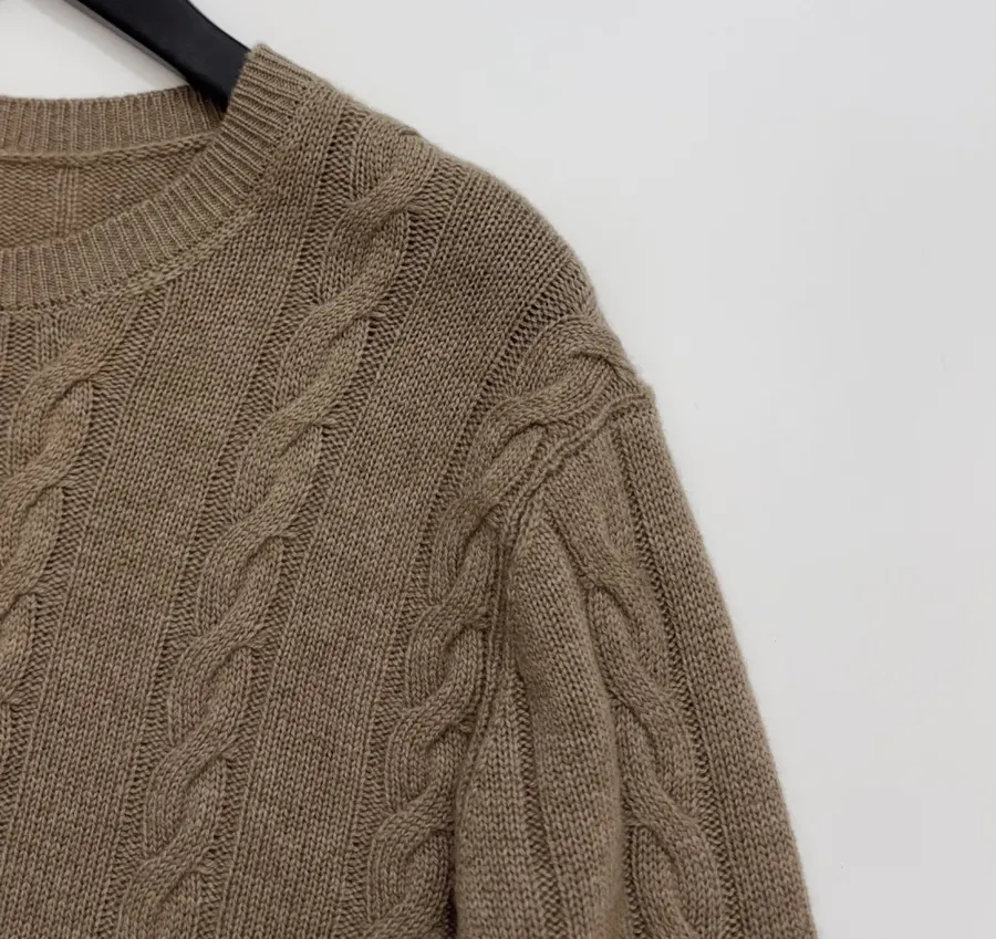 Loro Piana 灰褐色绞花圆领针织毛衣，灰褐色，商品图 3