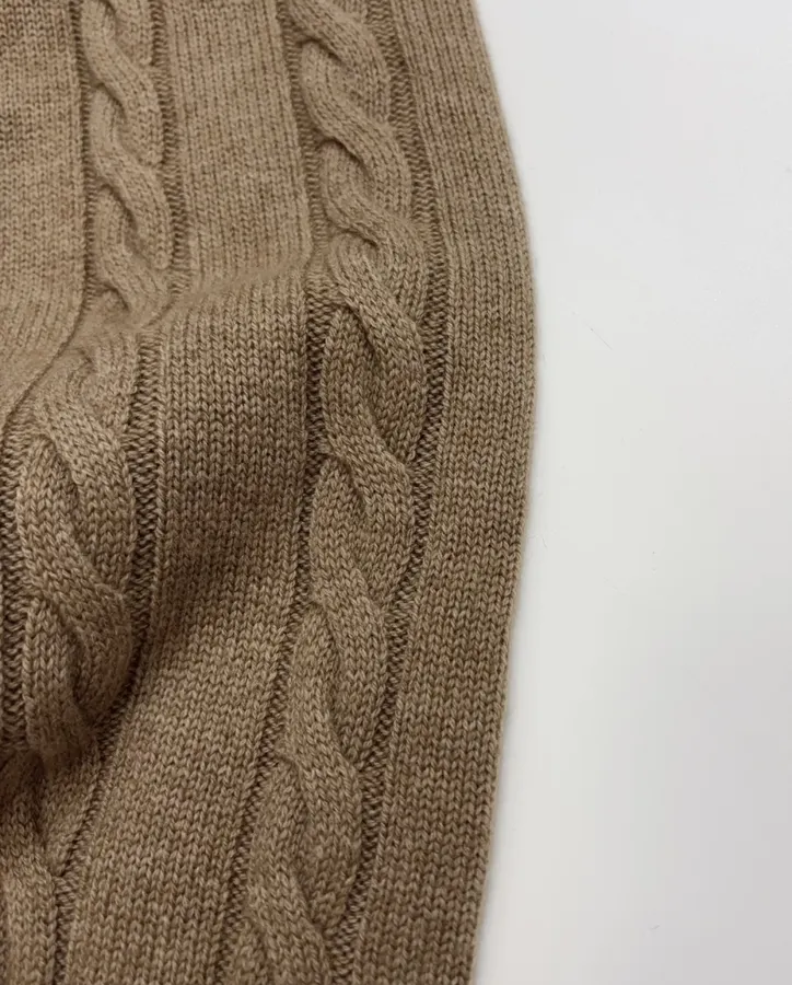 Loro Piana 灰褐色绞花圆领针织毛衣，灰褐色，商品图 5