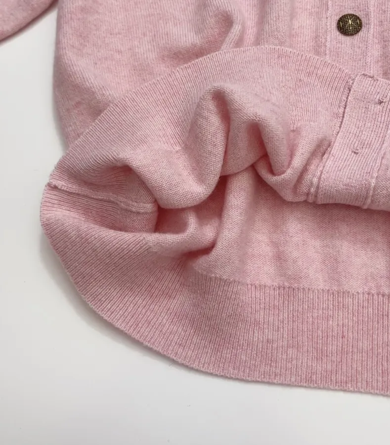 Loro Piana Pink Crew-Neck Button Cardigan in Pink, product view 09