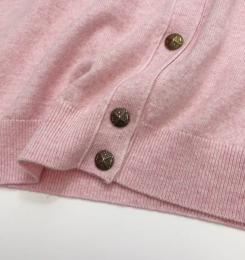 Loro Piana Pink Crew-Neck Button Cardigan in Pink, product view 10