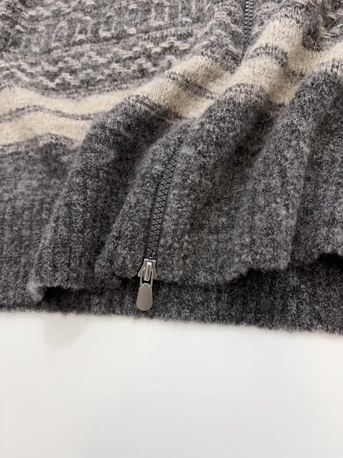 Brunello Cucinelli Jacquard turtleneck zip-up cardigan in As Shown, product view 12