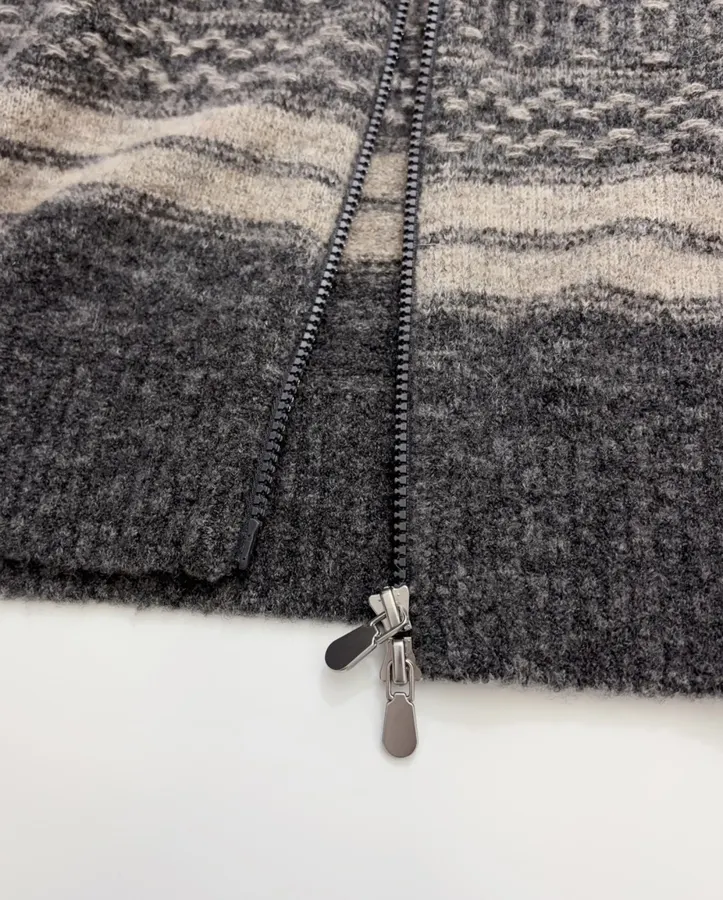 Brunello Cucinelli Jacquard turtleneck zip-up cardigan in As Shown, product view 13