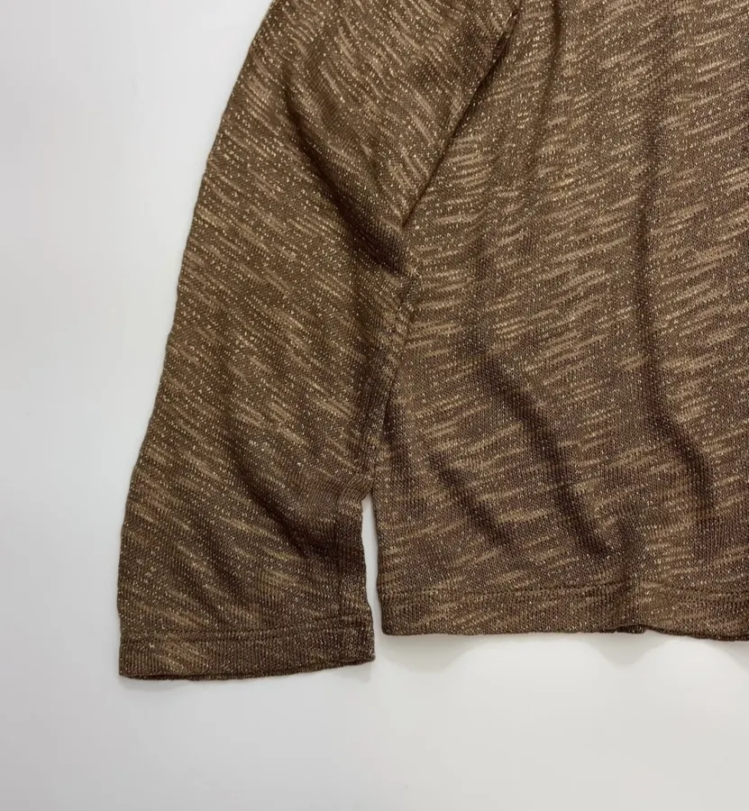 Round-neck long-sleeve relaxed knit top with dropped shoulders in As Shown, product view 07