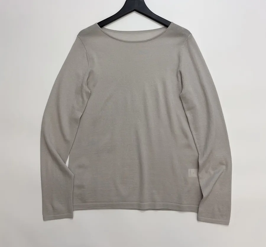 Brunello Cucinelli Taupe Boat-Neck Long-Sleeve Knit Top in Taupe, product view