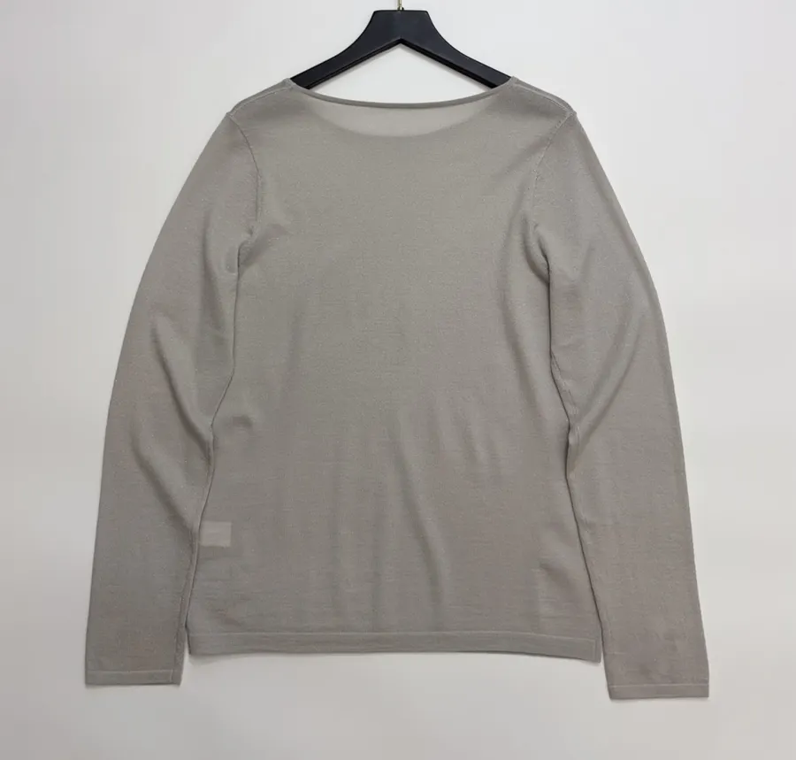 Brunello Cucinelli Taupe Boat-Neck Long-Sleeve Knit Top in Taupe, product view 14