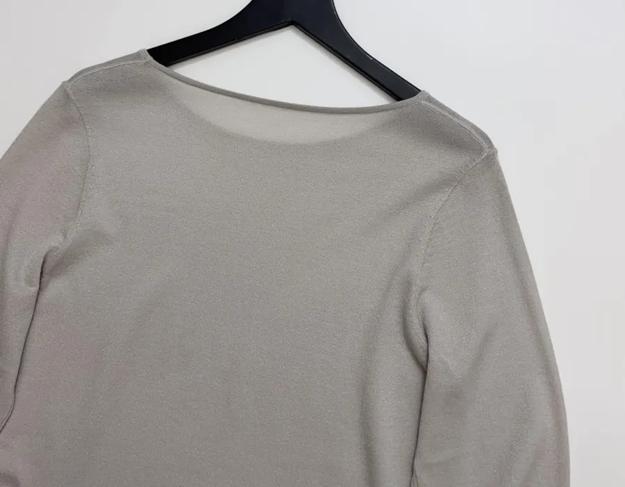 Brunello Cucinelli Taupe Boat-Neck Long-Sleeve Knit Top in Taupe, product view 15