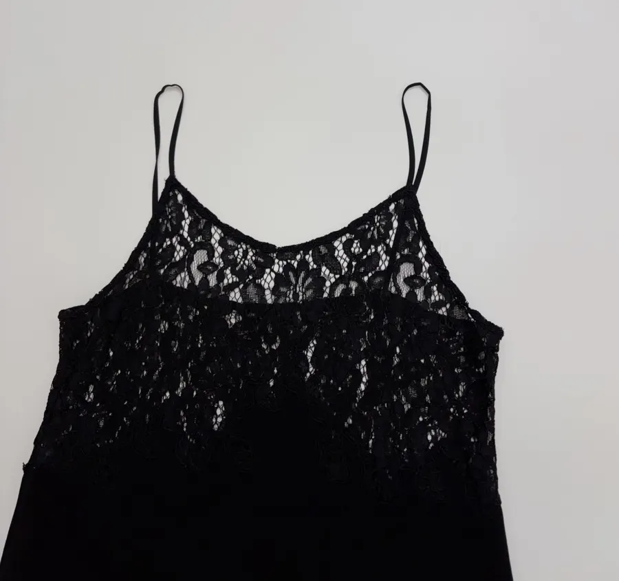CHANEL Black Lace-Trim Camisole Top in Black, product view 02