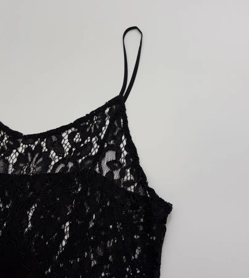 CHANEL Black Lace-Trim Camisole Top in Black, product view 03