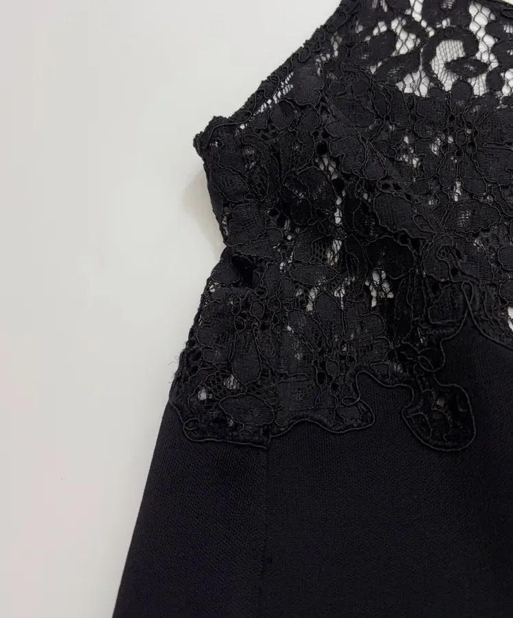 CHANEL Black Lace-Trim Camisole Top in Black, product view 06