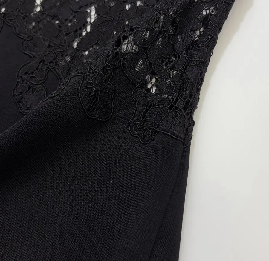 CHANEL Black Lace-Trim Camisole Top in Black, product view 09