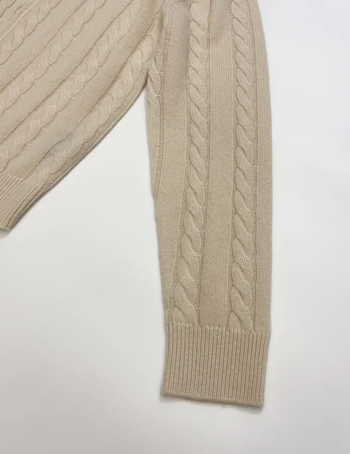 Loro Piana Retro Houndstooth Solid Cardigan, Relaxed Short Zip-Up Knit in As Shown, product view 04