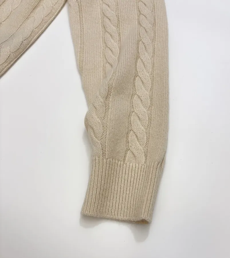 Loro Piana Retro Houndstooth Solid Cardigan, Relaxed Short Zip-Up Knit in As Shown, product view 06